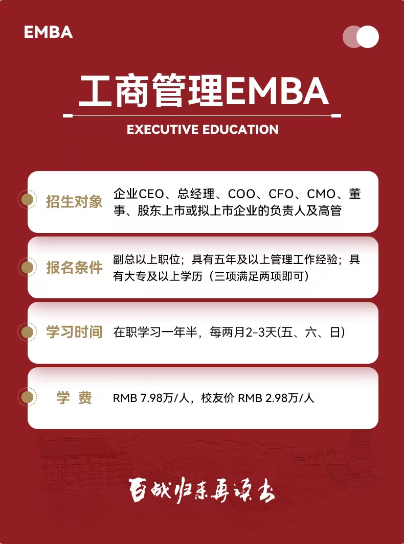 工商管理（EMBA）高级研修班2023年课程介绍