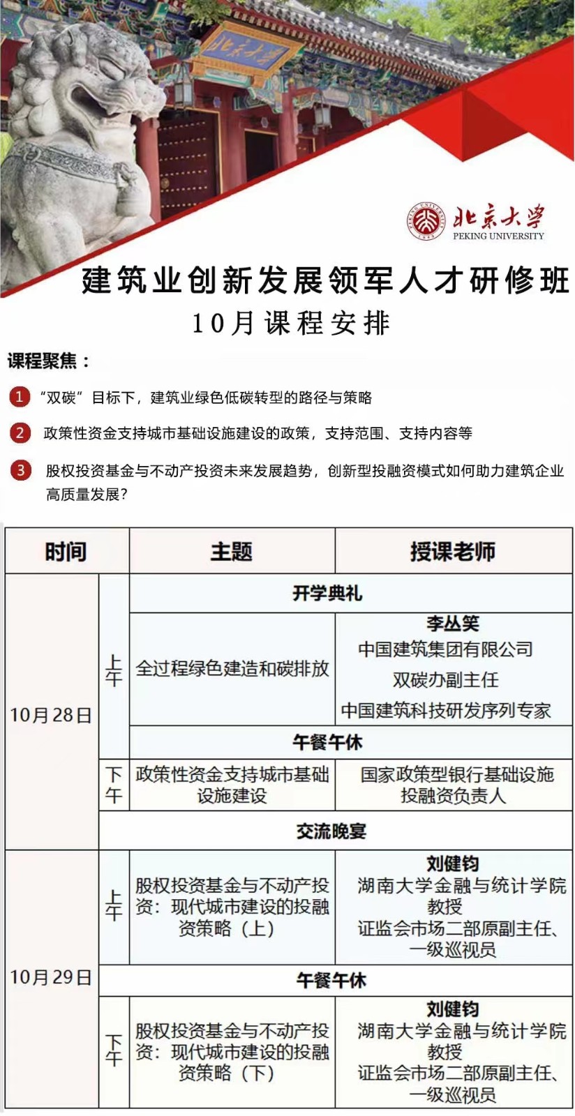 2023北京大学建筑业创新发展领军人才研修班_股权投资基金与不动产投资_现代城市建设的投融资策略