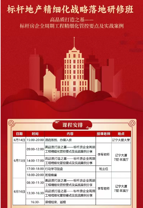 2024高景亚太 标杆地产精细化战略落地研修班6月14-16日_高品质打造之基一-标杆房企全周期工程精细化管控要点及实战案例分享 _李军