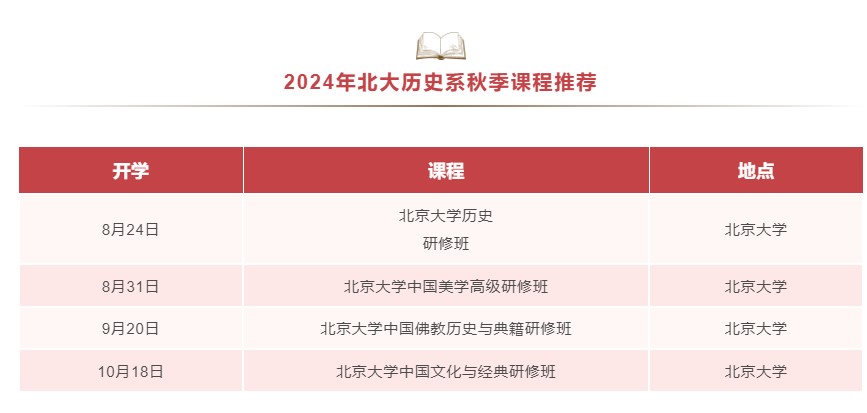 北大历史学系秋季课程大放送！