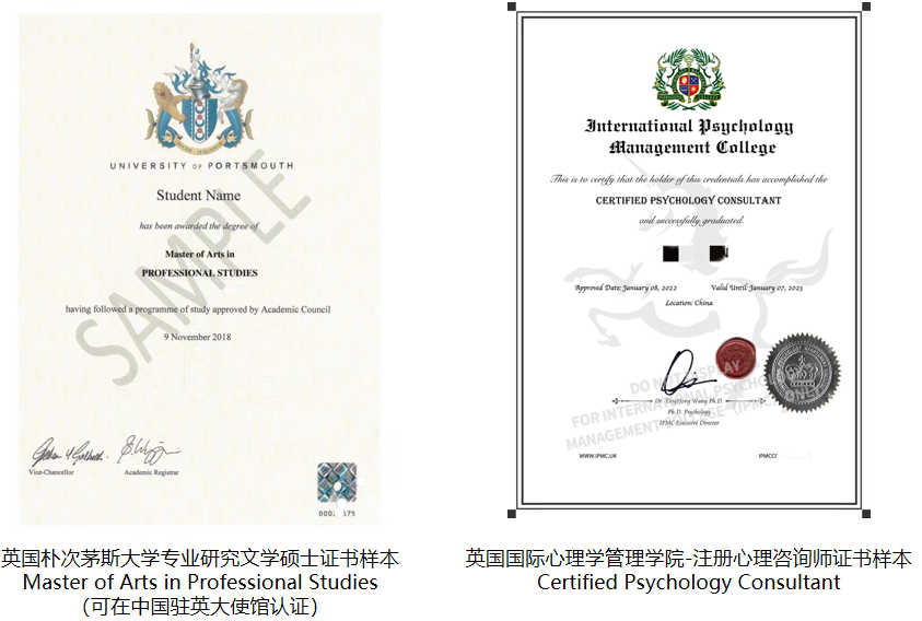 英国朴次茅斯大学1年制专业研究硕士（心理学方向）