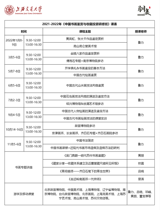 上海交通大学中国书画鉴赏与收藏投资研修班