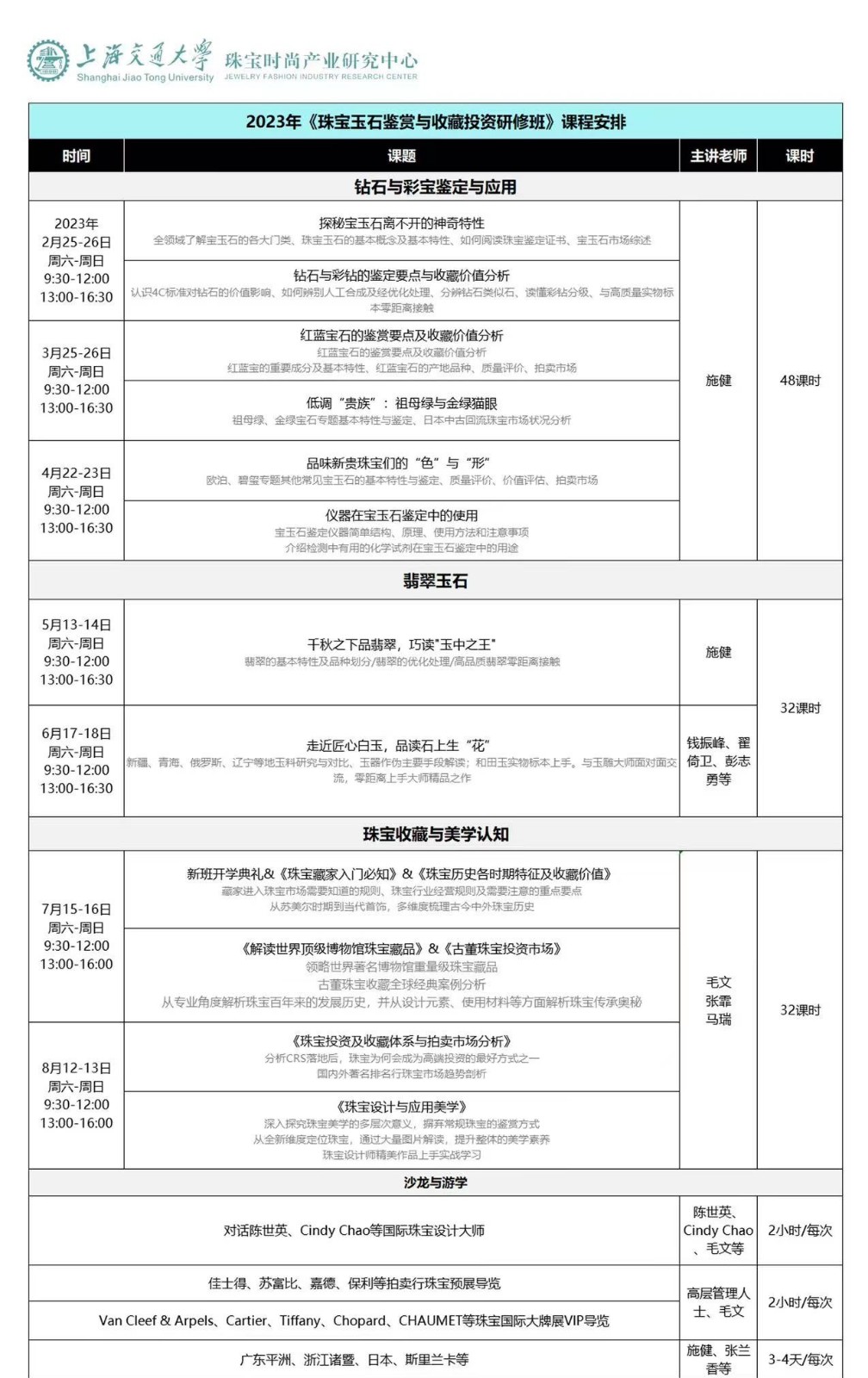 上海交通大学《珠宝玉石鉴赏与收藏投资研修班》课程简章