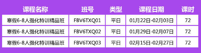 环球教育寒假6-8人强化特训精品班