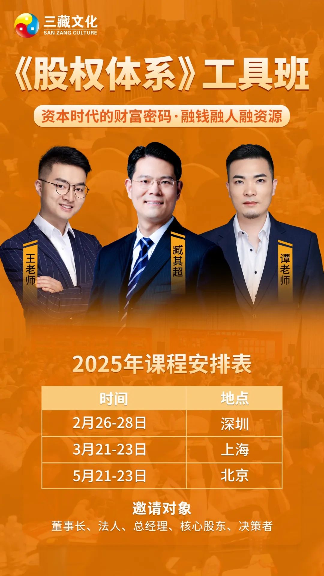 2025年5月21-23日三藏文化《股权体系》工具班课程安排_臧其超_北京