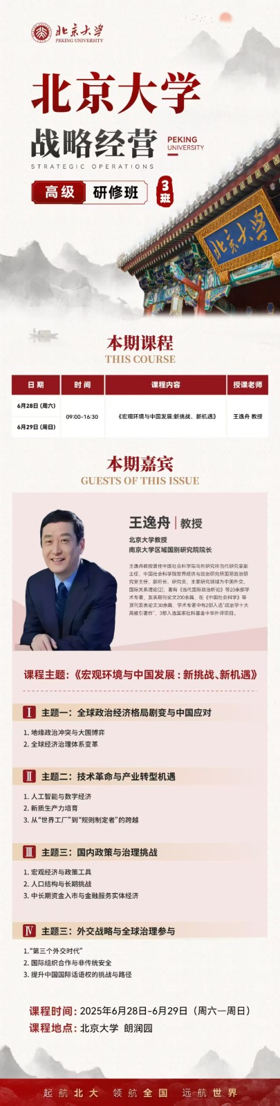 2025年6月28-29日北京大学战略经营高级研修班_王逸舟_宏观环境与中国发展：新挑战、新机遇