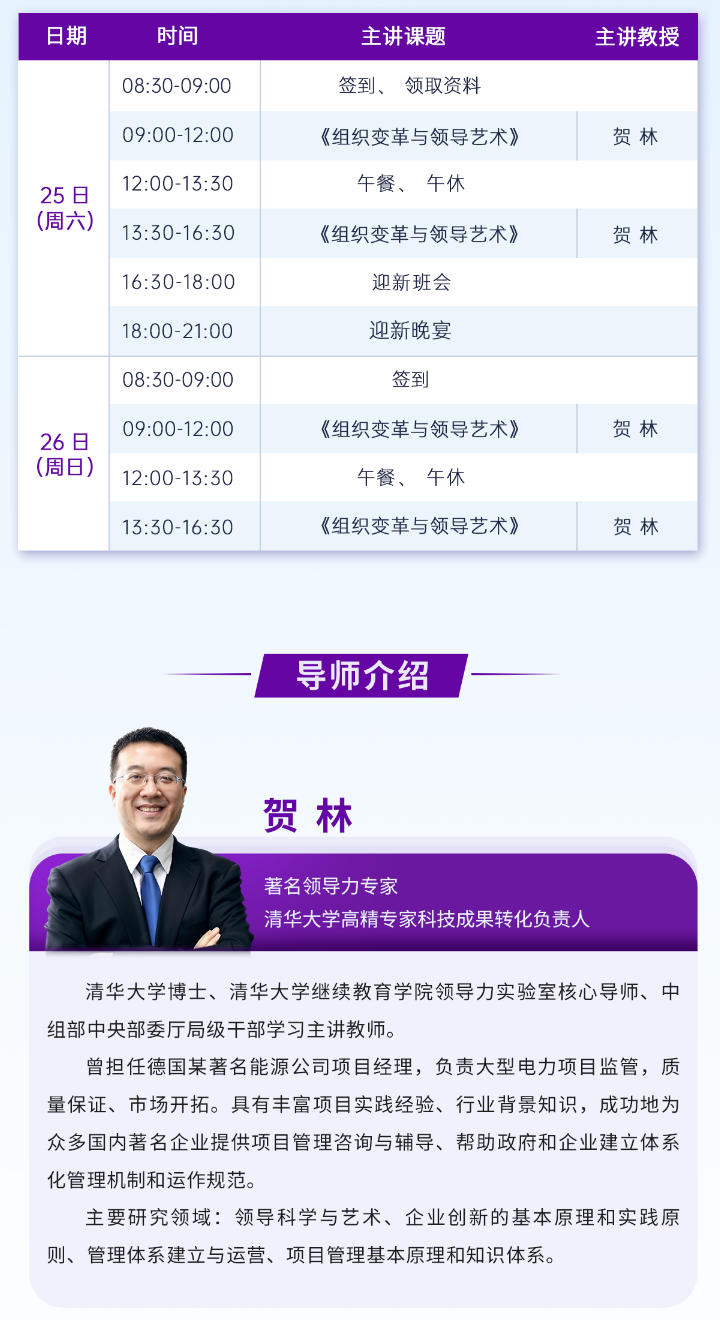 2025年10月25-26日北清经管工商管理EMBA总裁研修班_贺林_组织变革与领导艺术