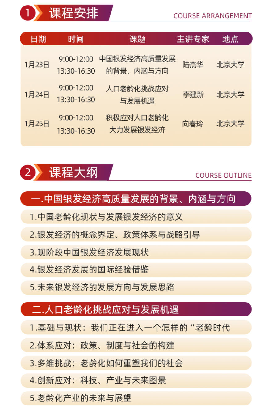 2026年1月23-25日北京大学银发经济高质量发展研修班_陆杰华_中国银发经济高质量发展的背景、内涵、方向_李建新_人口老龄化挑战应对与发展机遇