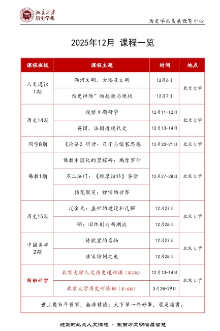 北京大学 历史学系国学8期《论语》研读:孔子与儒家思想 12月20-21日