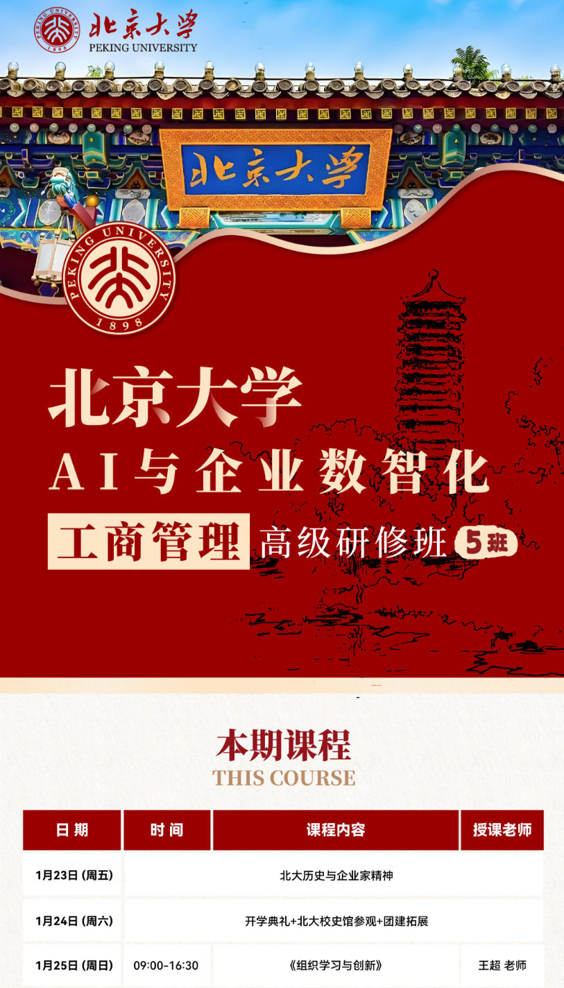 2026年1月23-25日北京大学AI与企业数智化工商管理研修班_王超_<<组织学习与创新>>