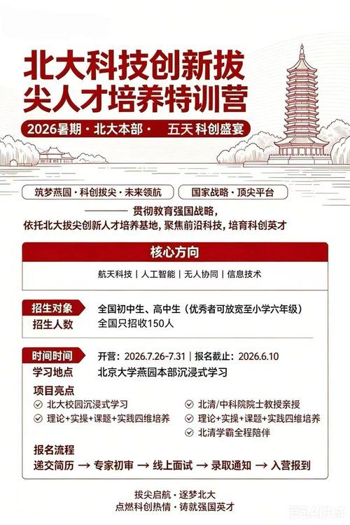 北大培训 | 北大科技创新拔尖人才培养特训营 | 北京大学燕园本部 | 2026年7月26-31日