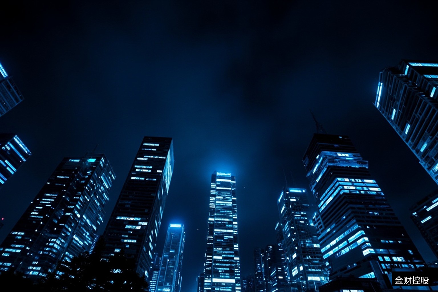 金融区摩天大楼夜景