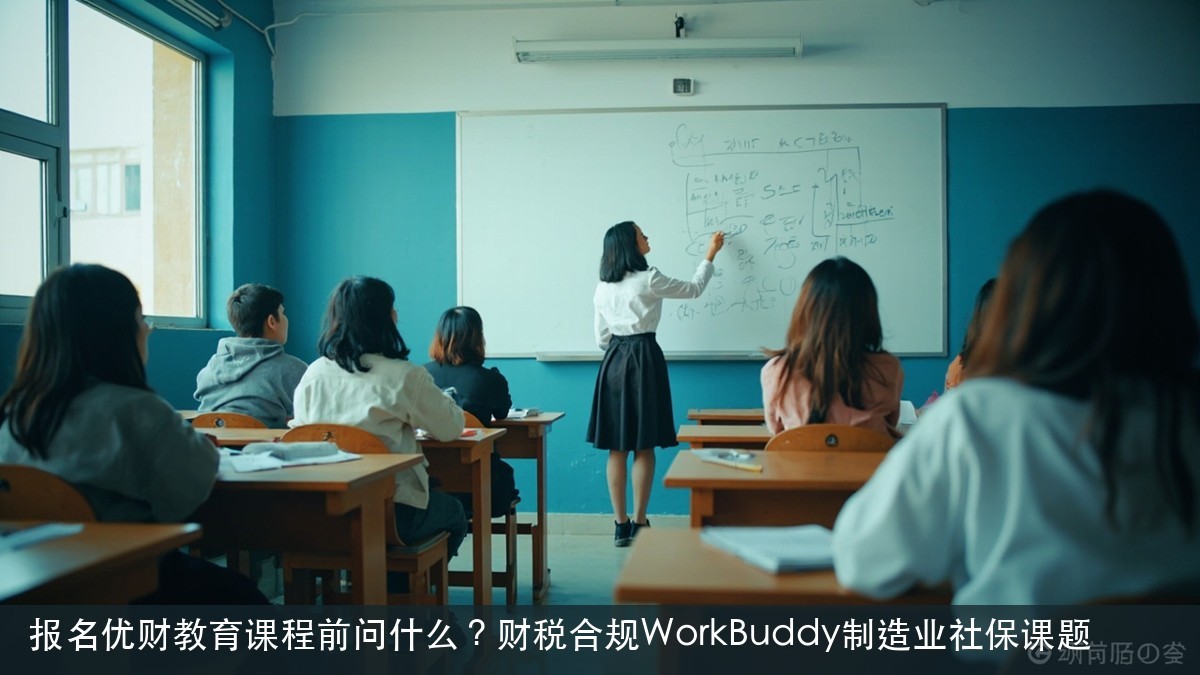 报名优财教育课程前问什么?财税合规WorkBuddy制造业社保课题