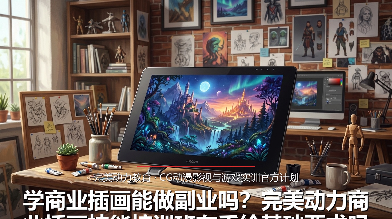 学商业插画能做副业吗？完美动力商业插画技能培训班有手绘基础要求吗？