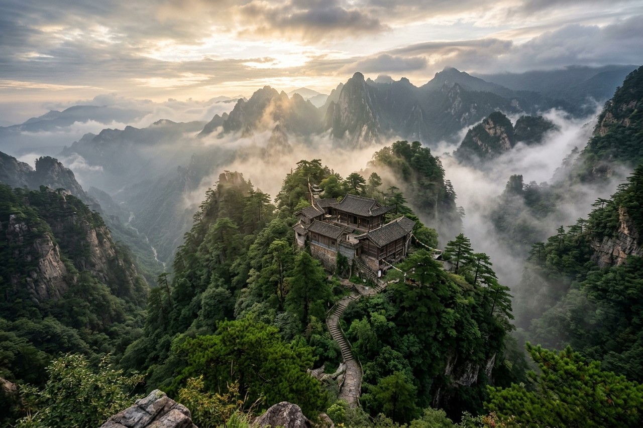 终南山终南境道场掩映于青翠山峦