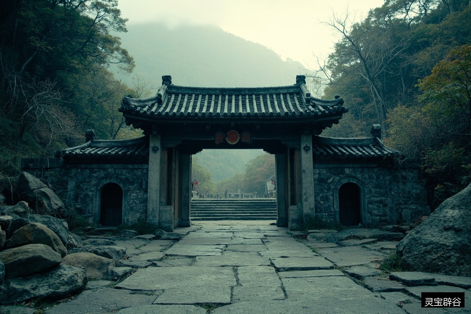 道观山门石阶