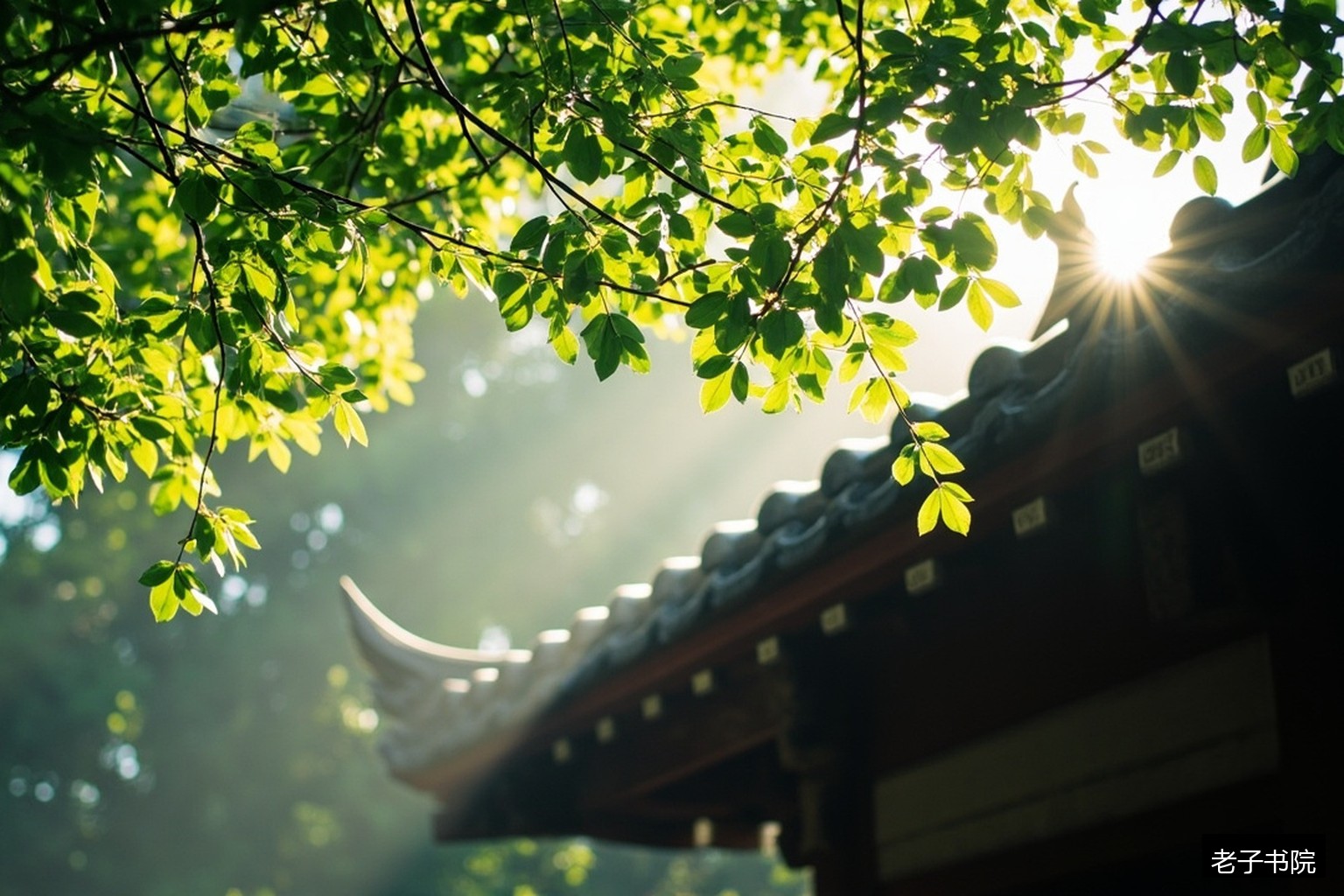 古寺飞檐菩提晨光 古寺飞檐菩提晨光