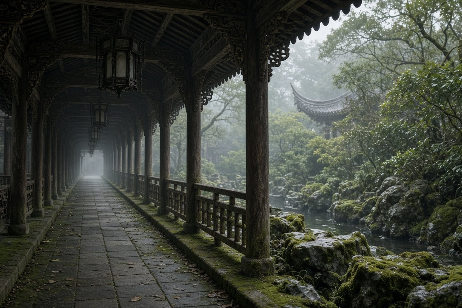 寺观回廊，提醒闭关很重而三天静心营是可进可出的体验