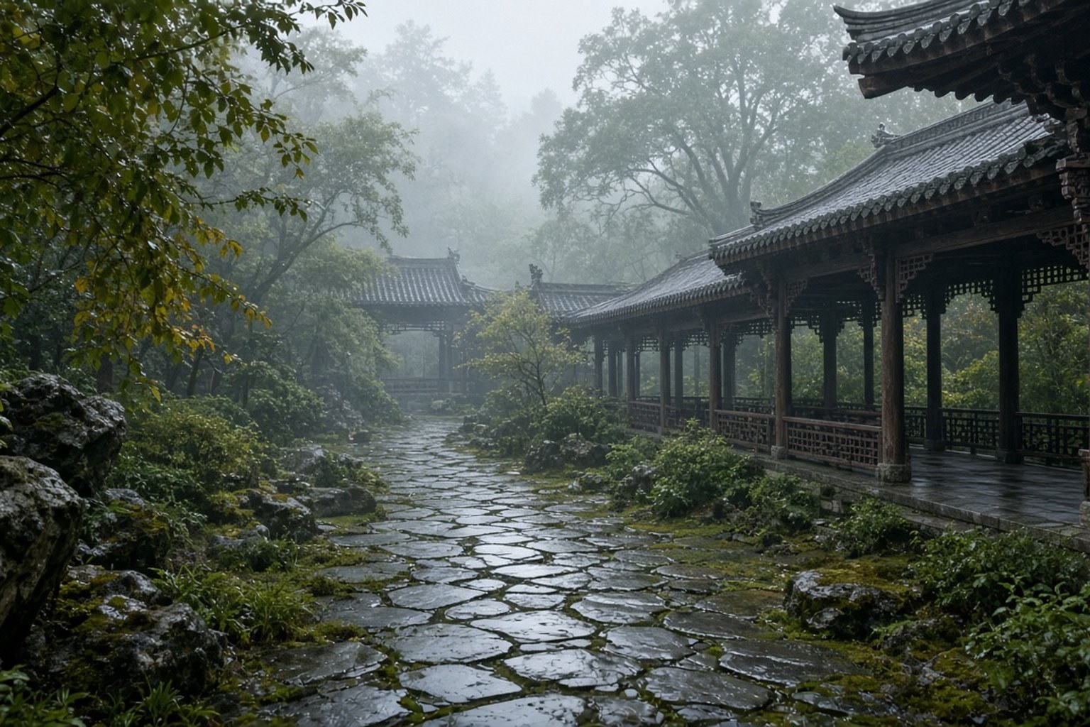 雨后庭院石径，提醒住宅布局和企业选址不是同一套口诀