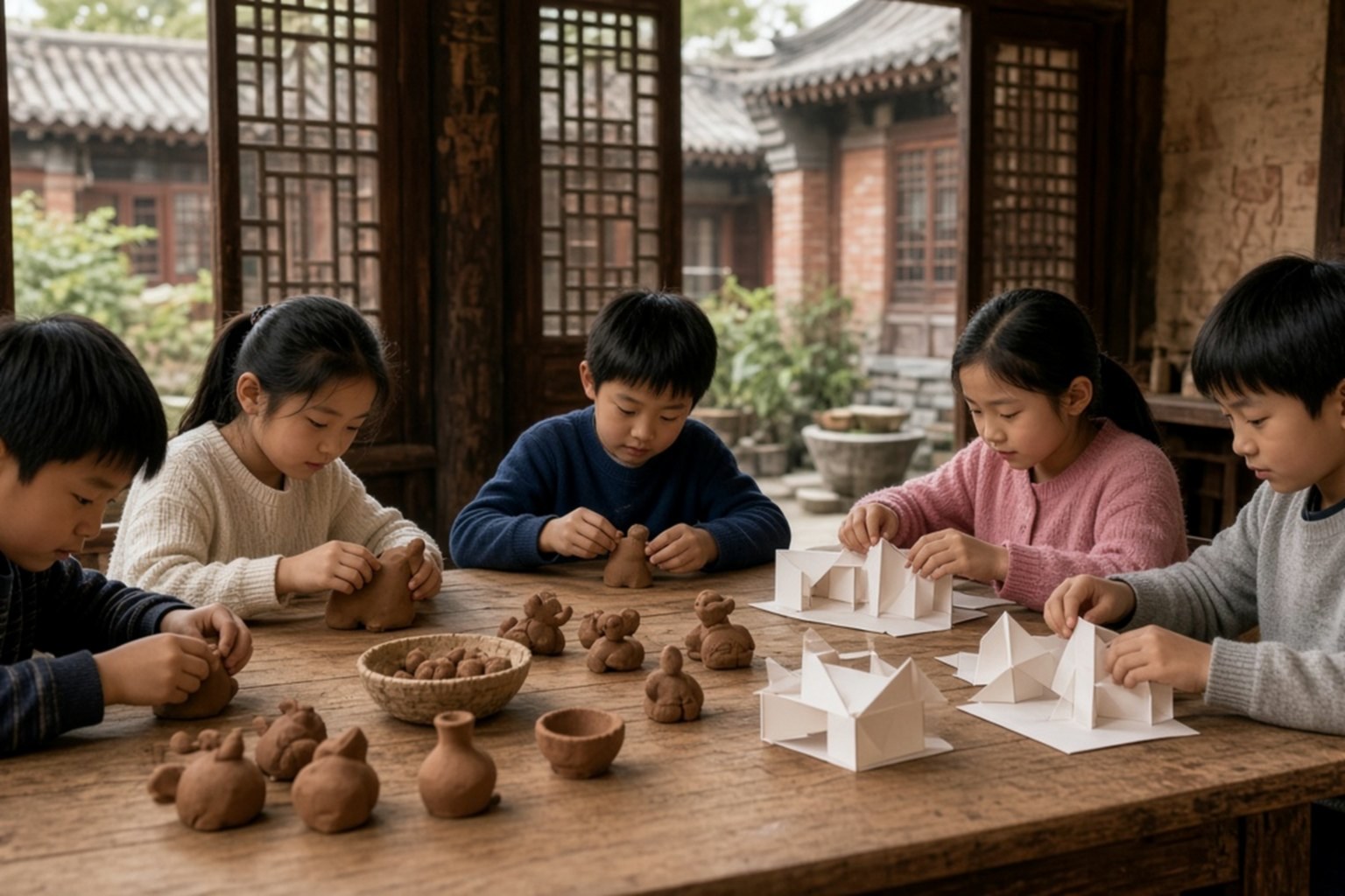 庭院工作台上的手工模型