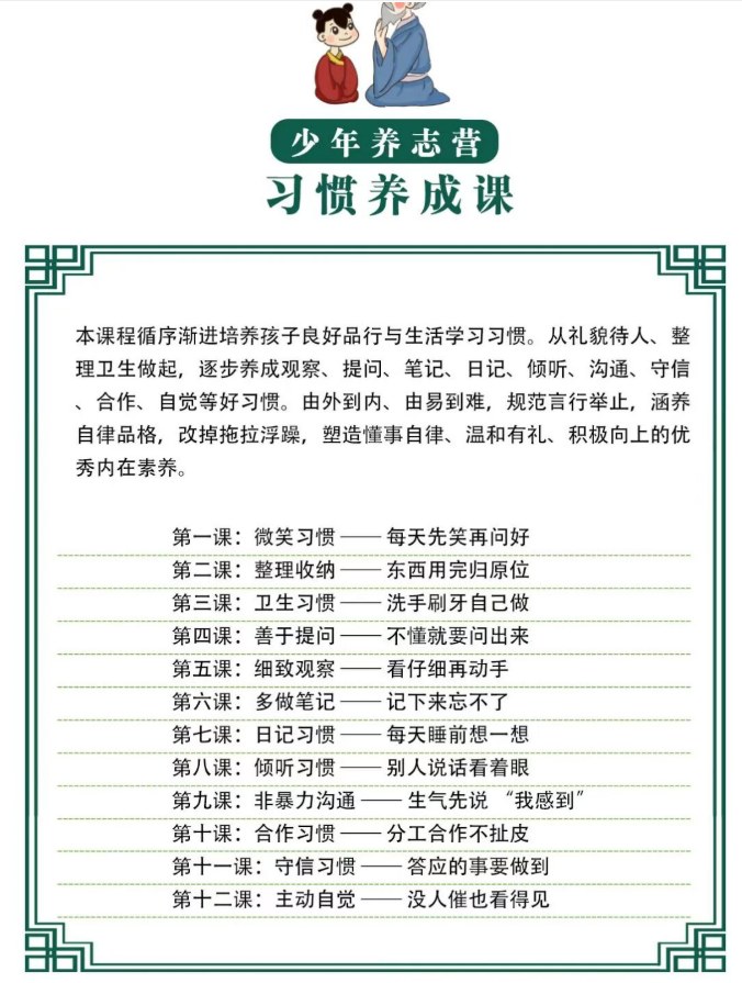 青少年传统文化成长营课程资料