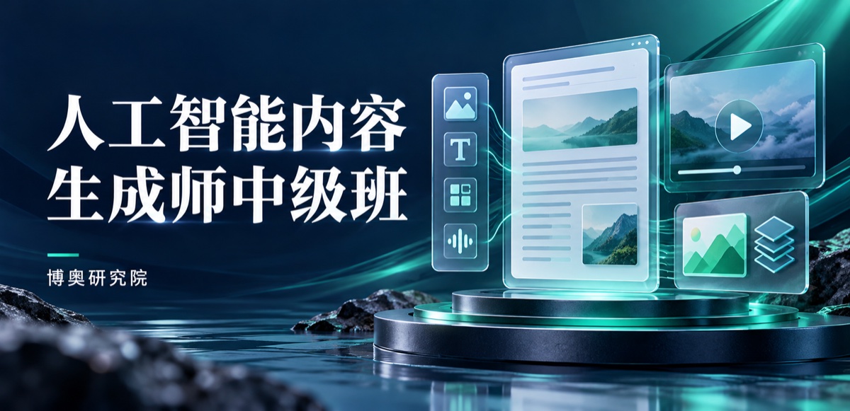 人工智能内容生成师中级班:课程主题示意封面